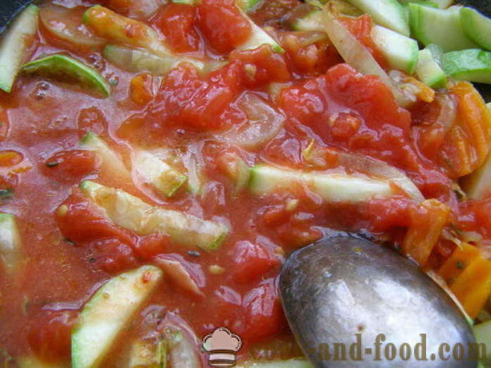 Menggelepar goreng dalam kuali dengan sayur-sayuran dan sos tomato - bagaimana untuk memasak filet menggelepar goreng, langkah demi langkah resipi foto