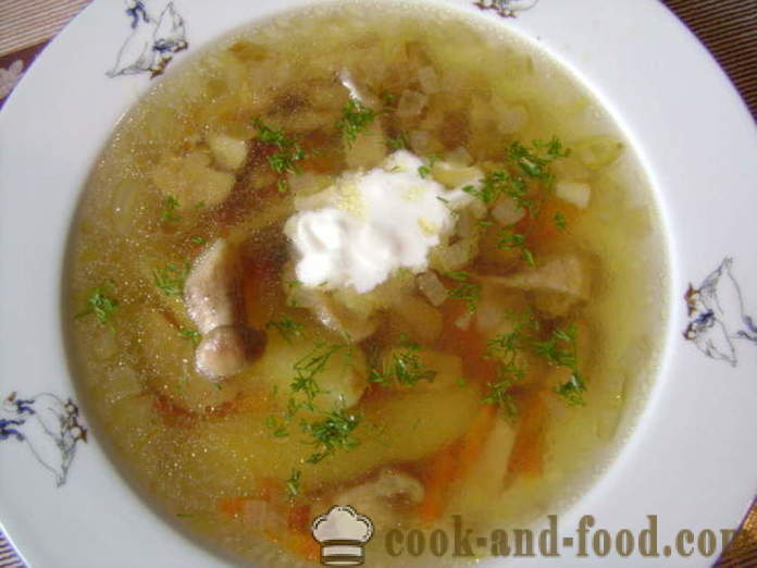 Sup cendawan lazat dari cendawan putih beku - bagaimana untuk memasak sup daripada cendawan putih beku, langkah demi langkah resipi foto