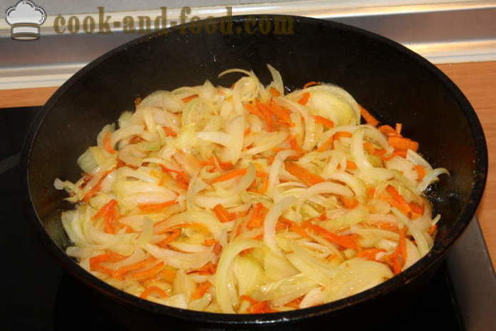 Sebelah lazat hidangan nasi dengan lobak merah, bawang besar dan bawang putih - bagaimana untuk memasak hidangan sampingan yang lazat beras, langkah demi langkah resipi foto
