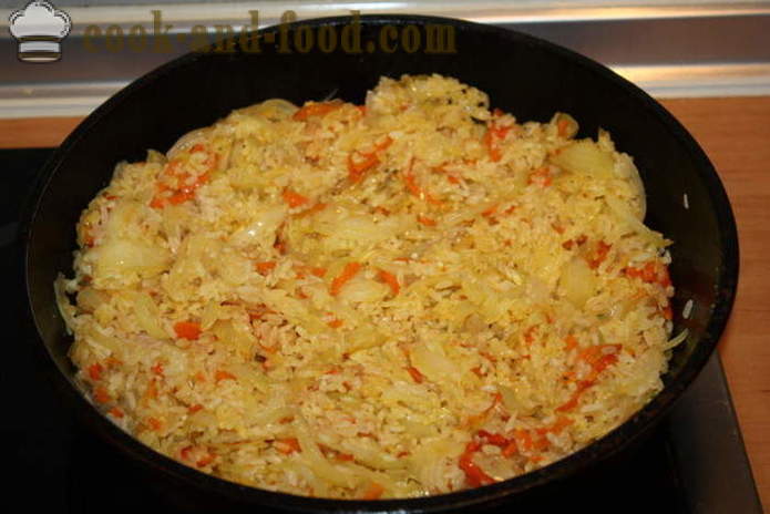 Sebelah lazat hidangan nasi dengan lobak merah, bawang besar dan bawang putih - bagaimana untuk memasak hidangan sampingan yang lazat beras, langkah demi langkah resipi foto