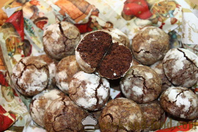 Cookies coklat retak - bagaimana untuk membuat biskut cip coklat di rumah, langkah demi langkah resipi foto