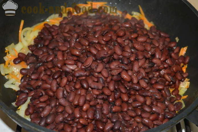 Lobio kacang merah dengan lobak merah dan lukom- bagaimana untuk memasak lobio kacang merah, langkah demi langkah resipi foto
