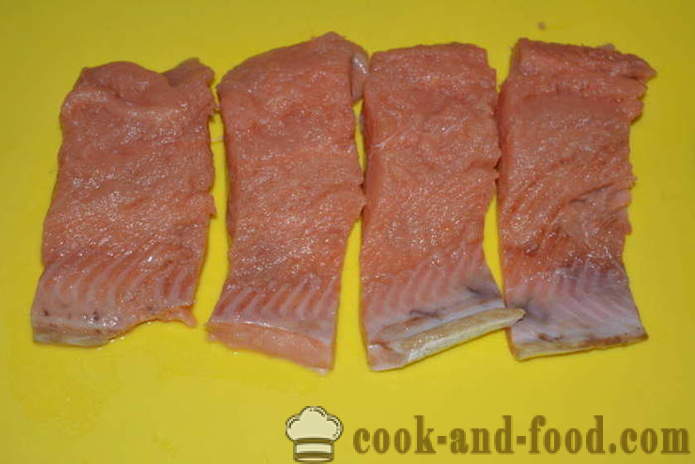 Bagaimana untuk memotong pink salmon fillet - bagaimana untuk memisahkan salmon merah jambu daripada tulang, langkah demi langkah resipi foto