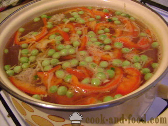 Sup sayur-sayuran dengan bebola daging dan mi - bagaimana untuk memasak sup dengan bebola daging dan mi, dengan langkah demi langkah resipi foto