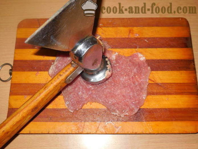 Gulung daging disumbat dalam ketuhar - bagaimana untuk memasak daging gulung pada lidi, satu langkah demi langkah resipi foto