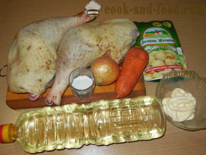 Panggang ayam belanda paha roll dengan cendawan - bagaimana untuk memasak ayam belanda roulade dalam ketuhar, dengan langkah demi langkah resipi foto