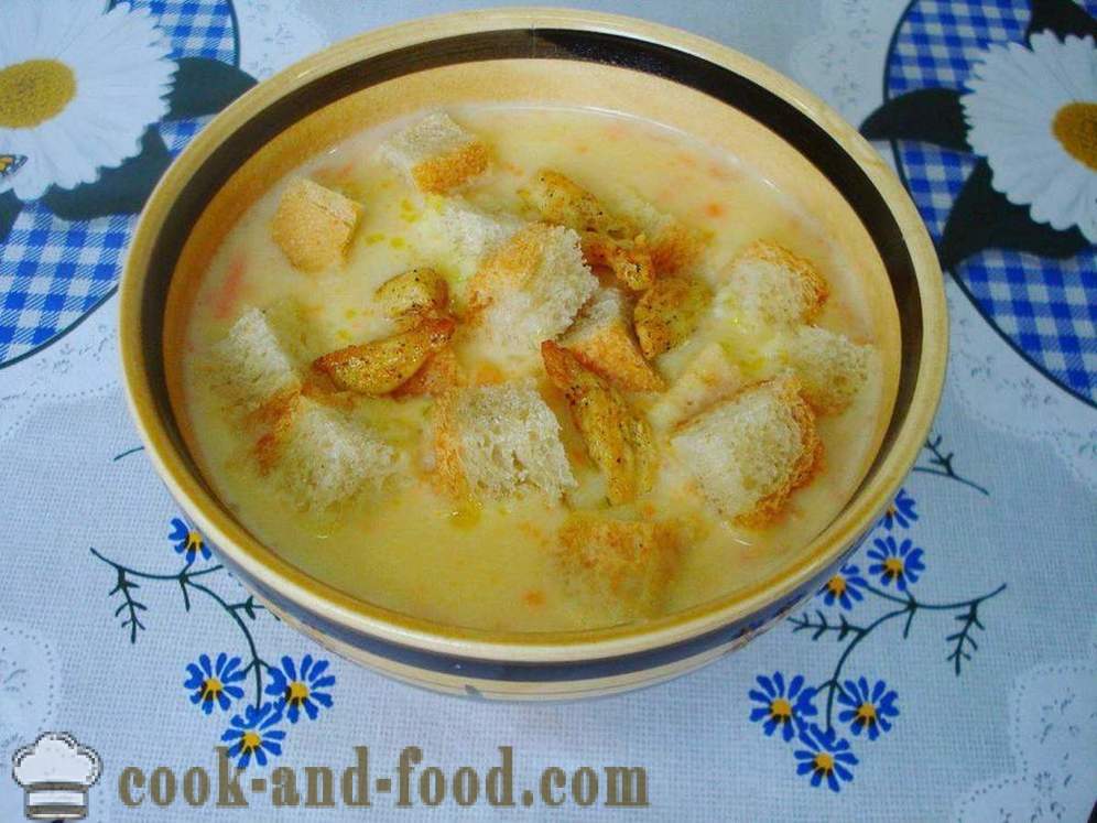 Sup kacang dengan ayam dan croutons - bagaimana untuk memasak sup kacang dengan ayam dan keju cair, langkah demi langkah resipi foto