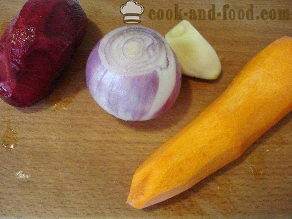 Sup sayur-sayuran dengan warna merah bata - bagaimana untuk memasak sup dengan warna merah bata, langkah demi langkah resipi foto