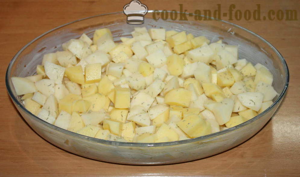 Kentang bakar dengan cendawan dalam sos krim - bagaimana untuk memasak kentang dengan cendawan dalam ketuhar, dengan langkah demi langkah resipi foto