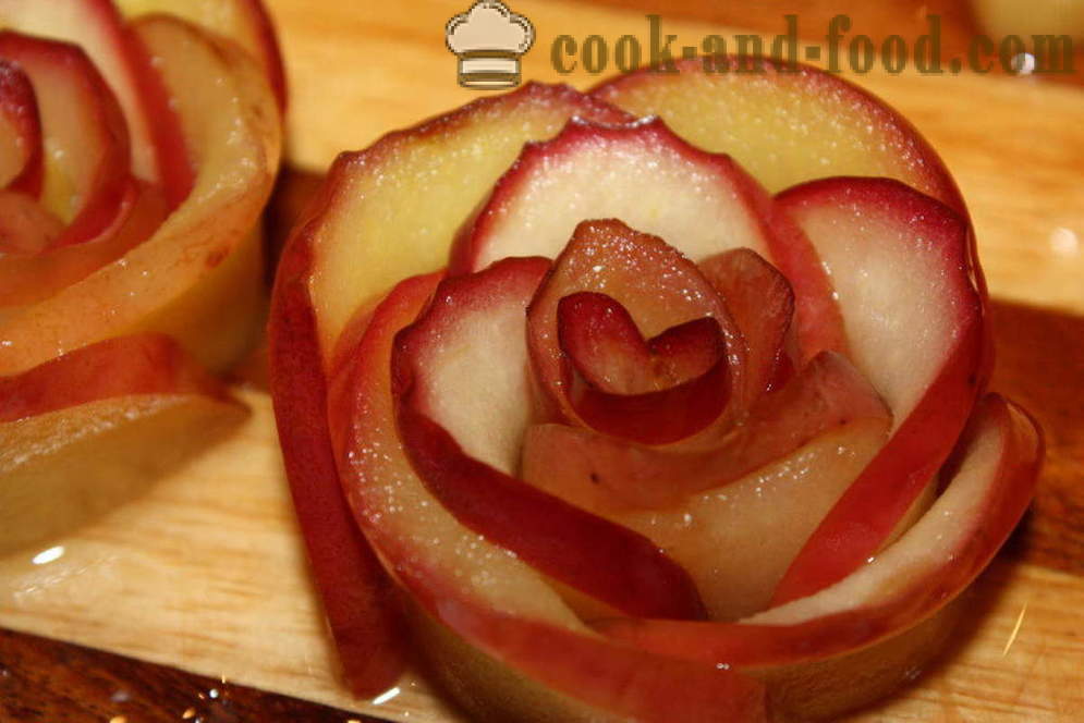 Resipi epal meningkat - bagaimana untuk membuat bunga ros epal kek, langkah demi langkah resipi foto