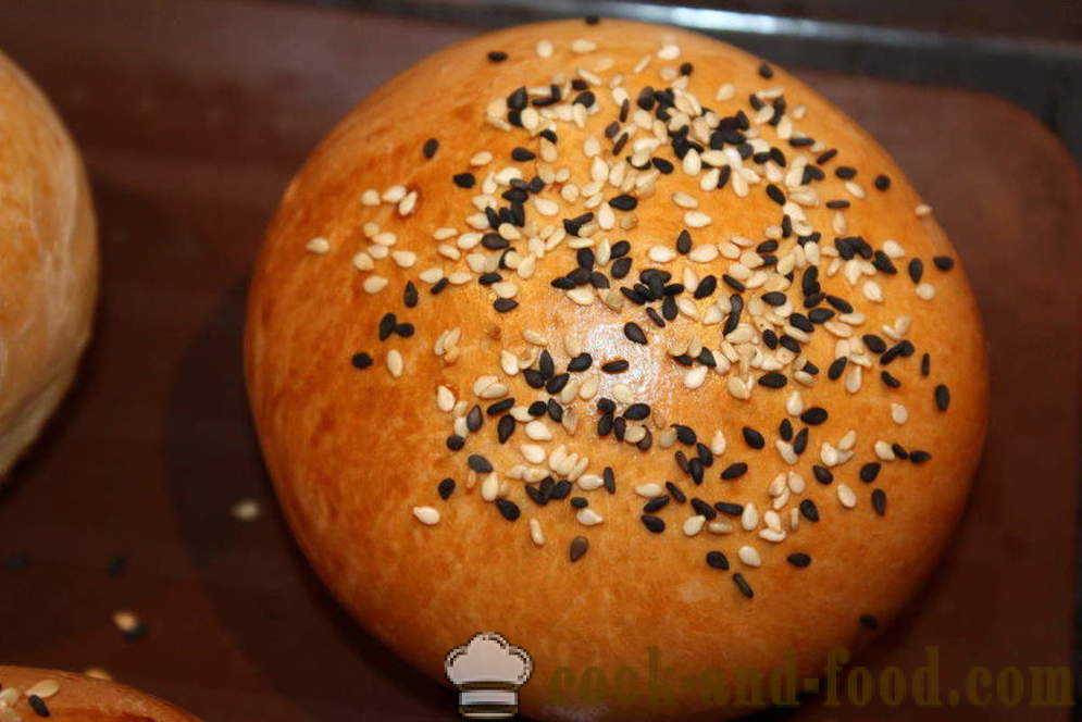 Roti lazat untuk burger di McDonald - bagaimana untuk membakar roti untuk burger di rumah, langkah demi langkah resipi foto