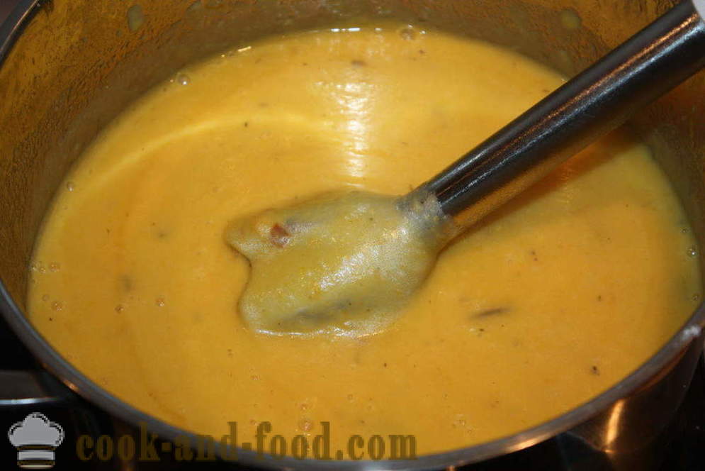 Krim labu dengan bebola daging - bagaimana untuk memasak sup puri labu, langkah demi langkah resipi foto