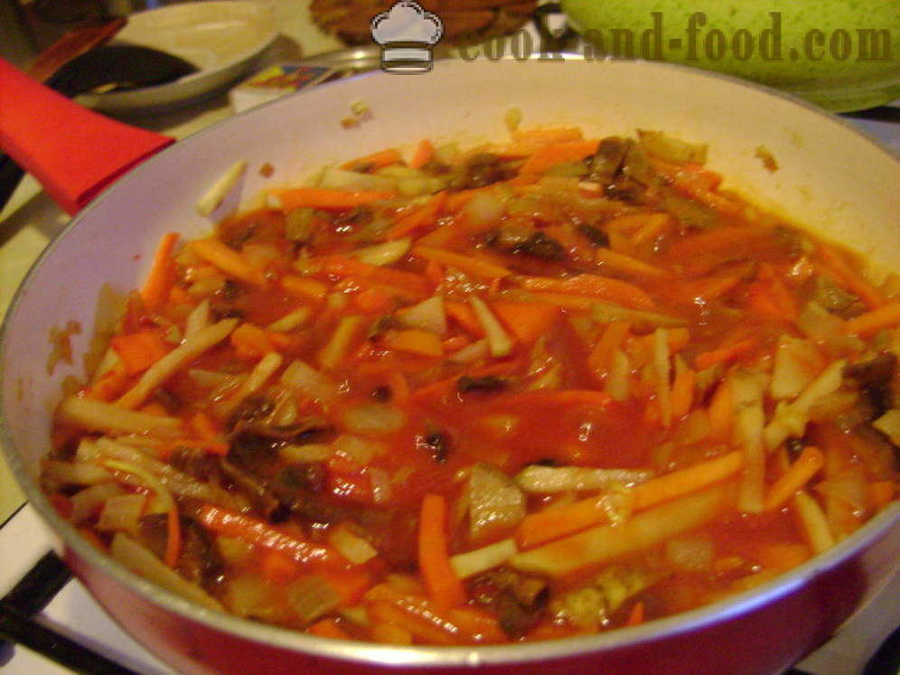 Sup sayur-sayuran dengan cendawan dan kacang - bagaimana untuk memasak sup dengan cendawan, langkah demi langkah resipi foto