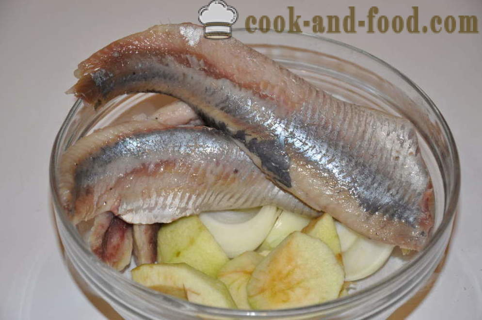 Daging cincang herring - bagaimana untuk membuat daging cincang herring klasik, langkah demi langkah resipi foto
