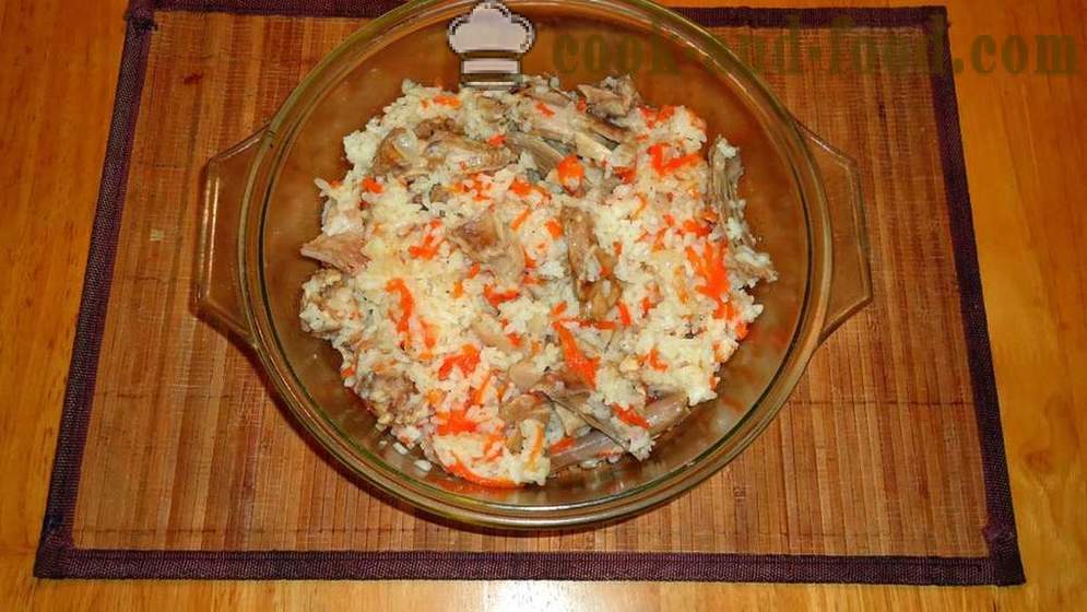 Multivarka Pilaf arnab - bagaimana untuk memasak risotto dengan arnab dalam multivarka, langkah demi langkah resipi foto