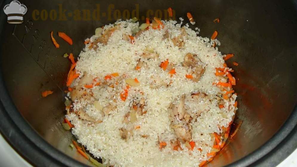 Multivarka Pilaf arnab - bagaimana untuk memasak risotto dengan arnab dalam multivarka, langkah demi langkah resipi foto