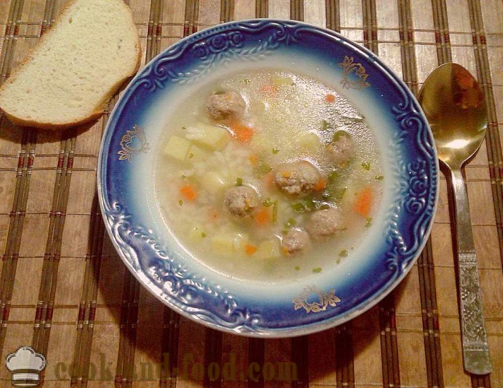 Sup mudah dengan bebola daging dan beras - bagaimana untuk memasak sup dengan bebola daging dalam multivarka, langkah demi langkah resipi foto