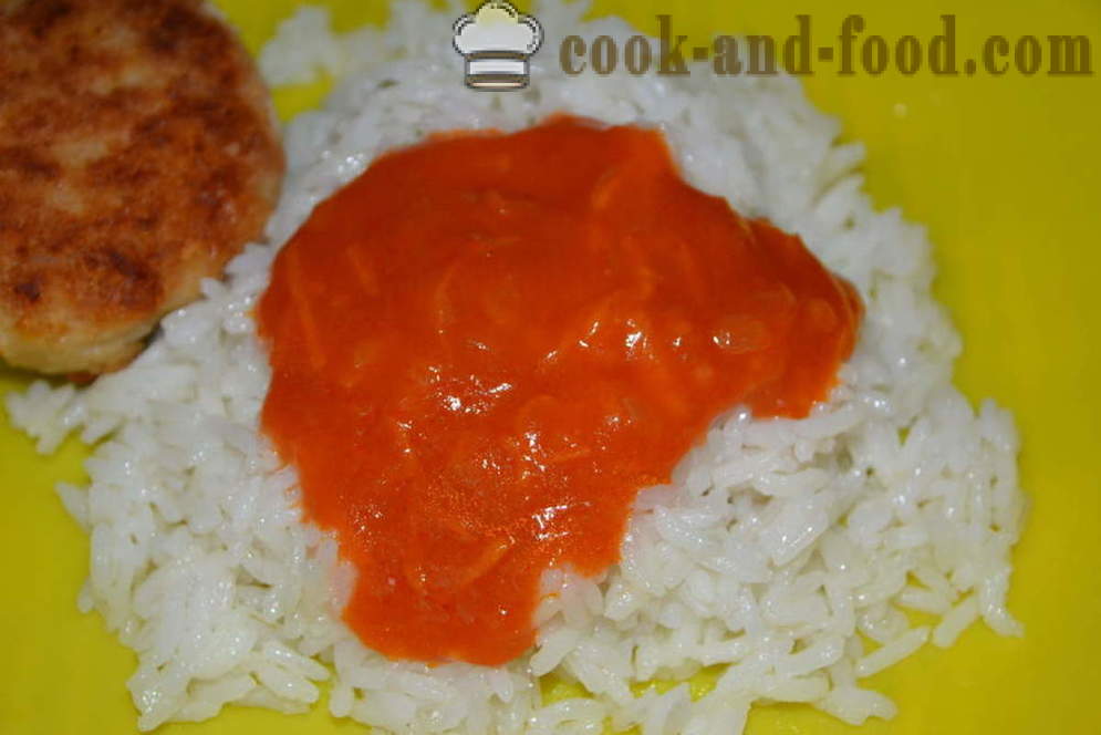 Sos cepat-kuah dengan pes tomato dalam microwave - bagaimana untuk memasak sos tomato, kuah dalam ketuhar gelombang mikro, langkah demi langkah resipi foto
