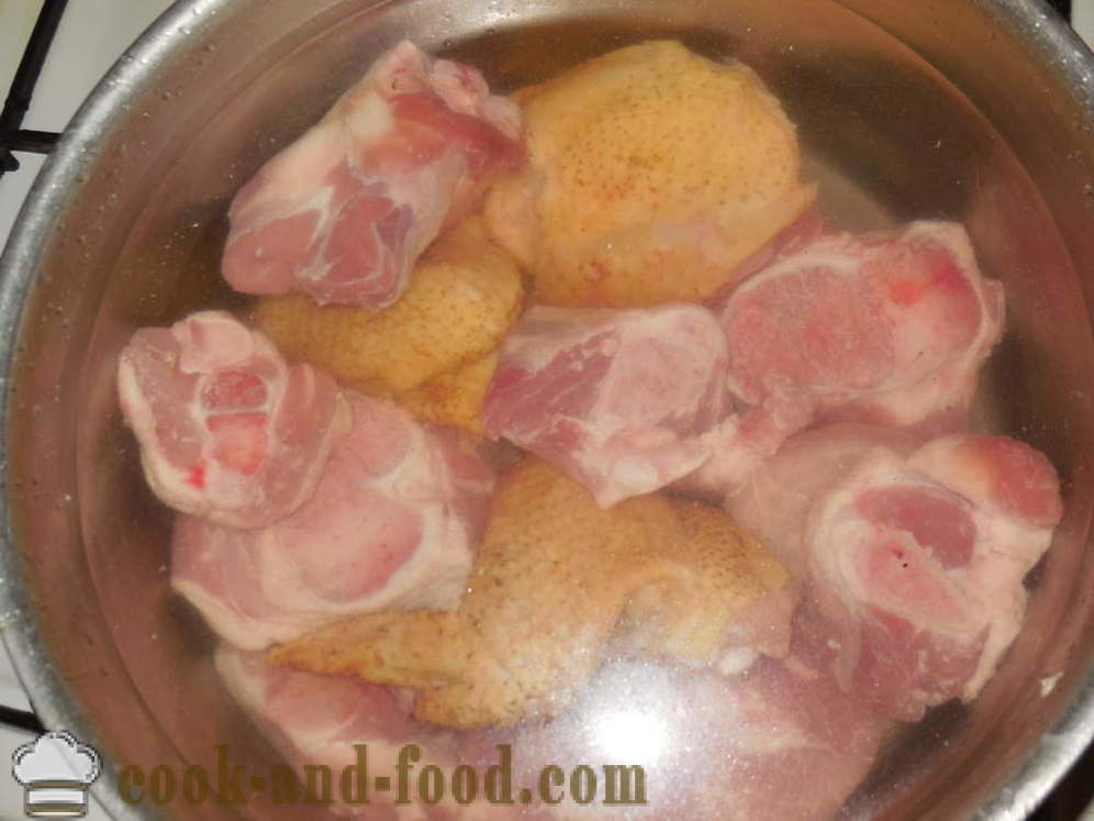 Ayam dibeku buatan sendiri tanpa gelatin - bagaimana untuk menyediakan ayam dibeku dan daging babi multivarka-cooker, langkah demi langkah resipi foto