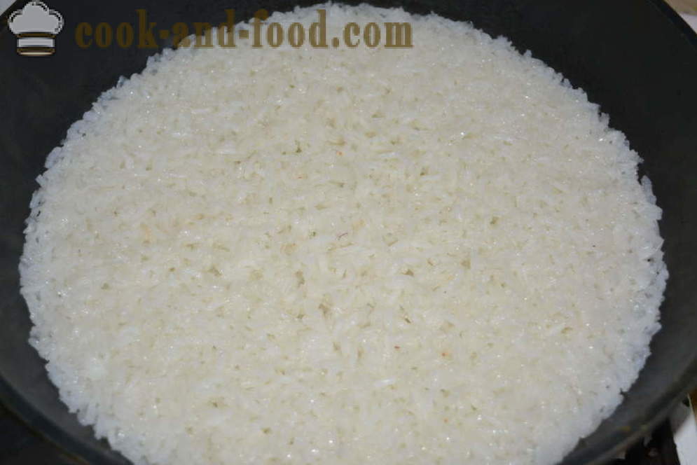 Bagaimana untuk memasak nasi untuk hiasan rapuh - bagaimana untuk memasak nasi garing dalam kuali menggoreng, langkah demi langkah resipi foto