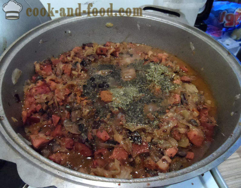 Bigus dengan kubis, daging dan cendawan - bagaimana untuk memasak dengan betul Bigus, langkah demi langkah resipi foto