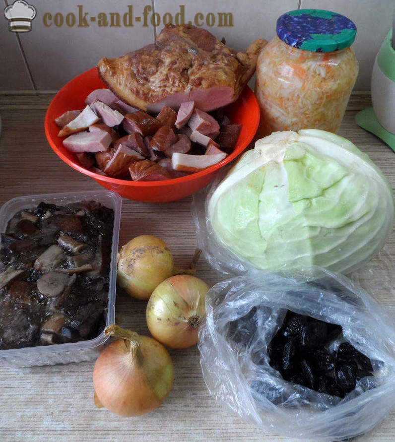 Bigus dengan kubis, daging dan cendawan - bagaimana untuk memasak dengan betul Bigus, langkah demi langkah resipi foto