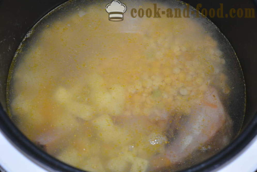Sup kacang dengan salai - bagaimana untuk memasak sup kacang dengan rusuk salai dalam multivarka, langkah demi langkah resipi foto