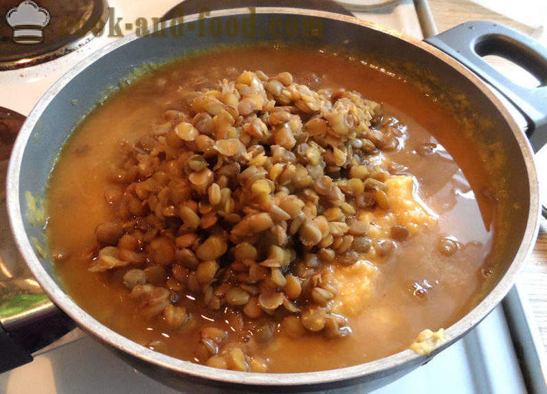Labu dan masakan kacang merah sup - bagaimana untuk memasak sup kacang merah coklat, langkah demi langkah resipi foto