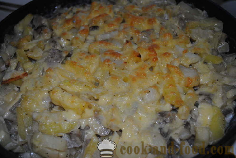 Bakar kentang dengan keju dan cendawan - kedua-dua kentang bakar yang lazat di dalam oven, dengan langkah demi langkah resipi foto