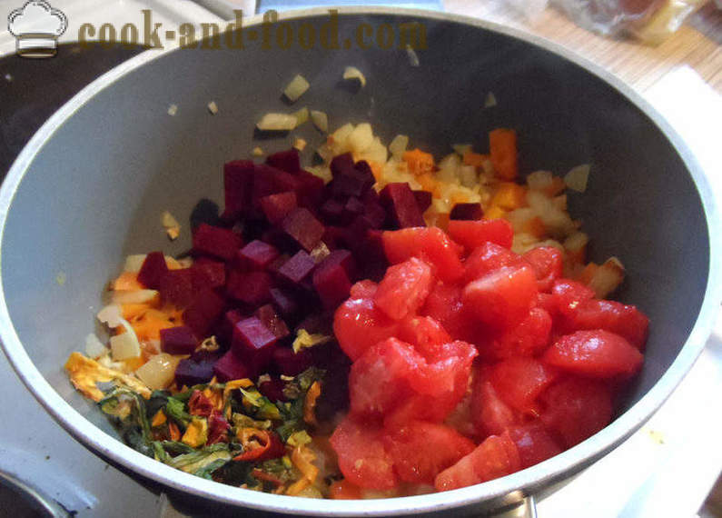 Sup ubi bit, borsch - bagaimana untuk memasak sup puri sayur-sayuran pelbagai, langkah demi langkah resipi foto
