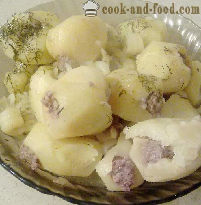 Kentang rebus disumbat dengan daging cincang - langkah demi langkah, bagaimana untuk membuat kentang tumis disumbat dengan daging cincang, resipi dengan gambar
