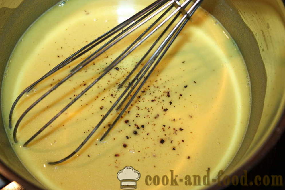 Pai Pancake dengan cendawan, keju dan sayur-sayuran dalam ketuhar - langkah demi langkah bagaimana untuk memasak resipi pancake kek dengan gambar