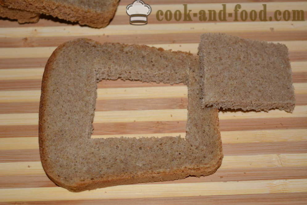 Roti bakar roti coklat dengan telur - bagaimana untuk memasak roti bakar roti hitam di dalam oven, dengan langkah demi langkah resipi foto