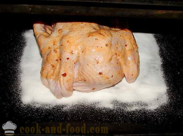 Garam ayam dalam oven - bagaimana untuk memasak ayam untuk garam, langkah demi langkah resipi foto