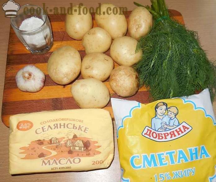 Kentang baru lazat dalam krim masam dengan Dill dan bawang putih - bagaimana untuk memasak kentang baru lazat, resipi yang mudah dengan gambar