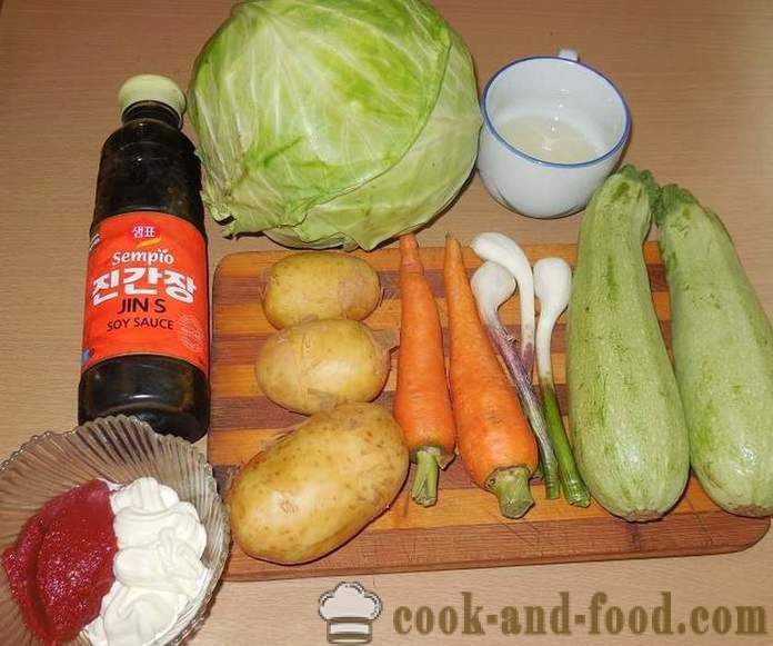 Rebus sayur-sayuran dengan zucchini, kubis dan kentang dalam multivarka - bagaimana untuk memasak stew sayur-sayuran - resipi langkah demi langkah, dengan gambar