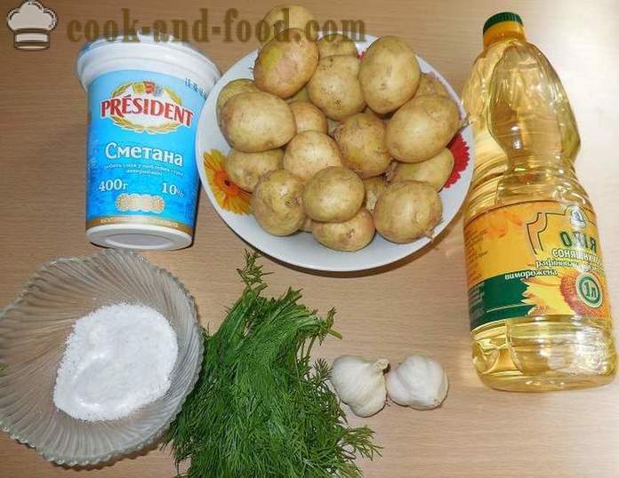 Kentang muda dalam multivarka dengan krim masam, Dill dan bawang putih - langkah demi langkah resipi dengan gambar yang lazat untuk memasak kentang baru