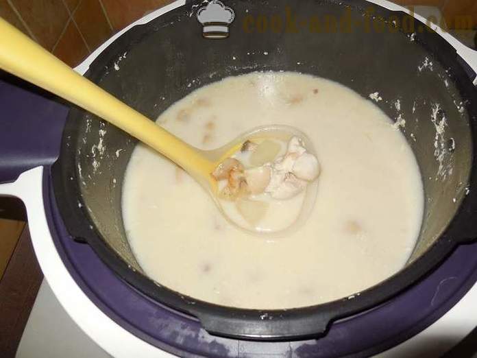 Sup keju dengan keju cair, cendawan dan ayam - bagaimana untuk memasak sup keju dalam multivarka, langkah demi langkah resipi dengan gambar.
