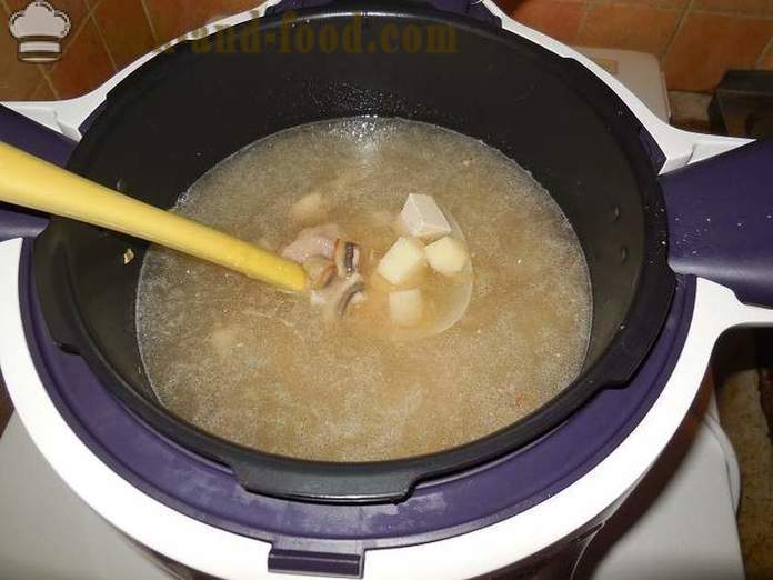 Sup keju dengan keju cair, cendawan dan ayam - bagaimana untuk memasak sup keju dalam multivarka, langkah demi langkah resipi dengan gambar.