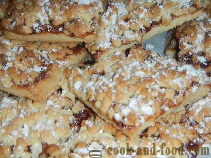 Cookies Shortbread dengan jem dan serbuk dari ujian - bagaimana untuk memasak biskut dengan serbuk di atas, langkah demi langkah resipi dicincang pastri dengan gambar.