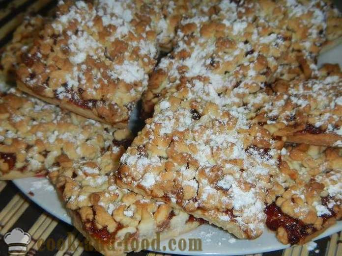 Cookies Shortbread dengan jem dan serbuk dari ujian - bagaimana untuk memasak biskut dengan serbuk di atas, langkah demi langkah resipi dicincang pastri dengan gambar.
