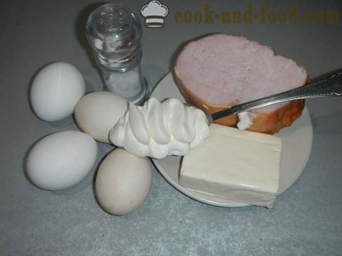 Roll dadar dengan keju krim, dan sturgeon - bagaimana untuk memasak omletny roll dengan pemadat, langkah demi langkah resipi dengan gambar.