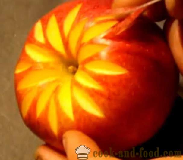 Hiasan buah-buahan untuk hidangan, kek, jadual atau mengukir epal dengan gambar, video