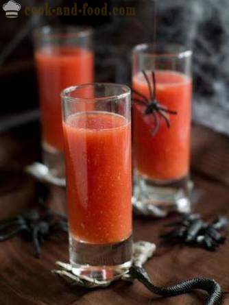 Tomato sup gazpacho atau resipi untuk Halloween: minuman bukan alkohol tomato 